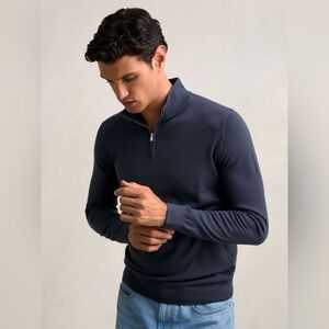 Reiss Merino Wool Half-Zip sweater in Midnight Navy , sz : medium